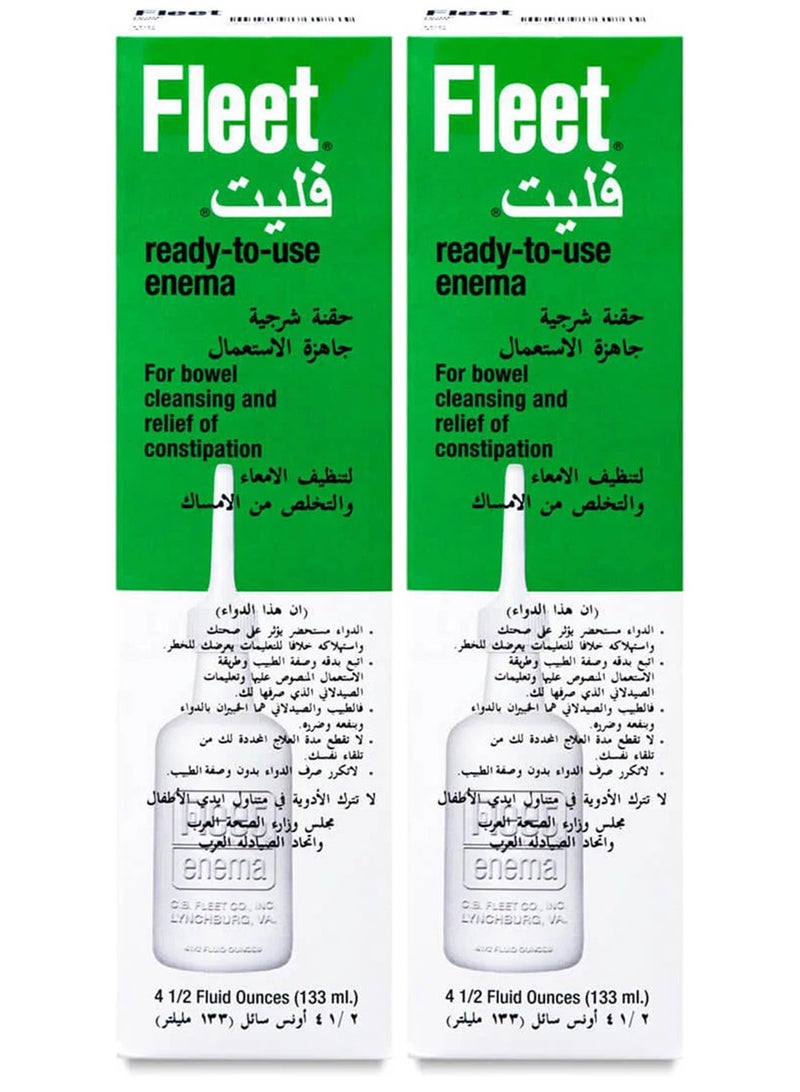 فليت عبوتين من فليت حقنة شرجية لتنظيف الأمعاء والتخلص من الإمساك 133 مل للبالغين - Image 1